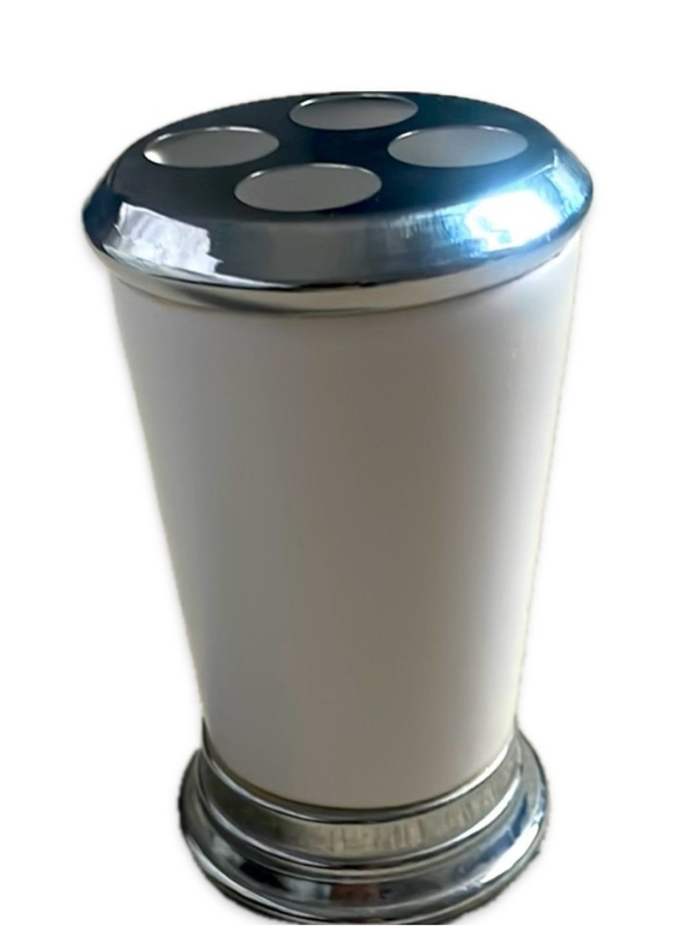 White and St Steel Ceramic Toothbrush Holder